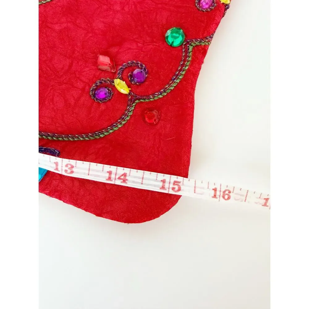 Pier 1 One Imports Christmas Stocking Multicolored Sequined Beaded Jester